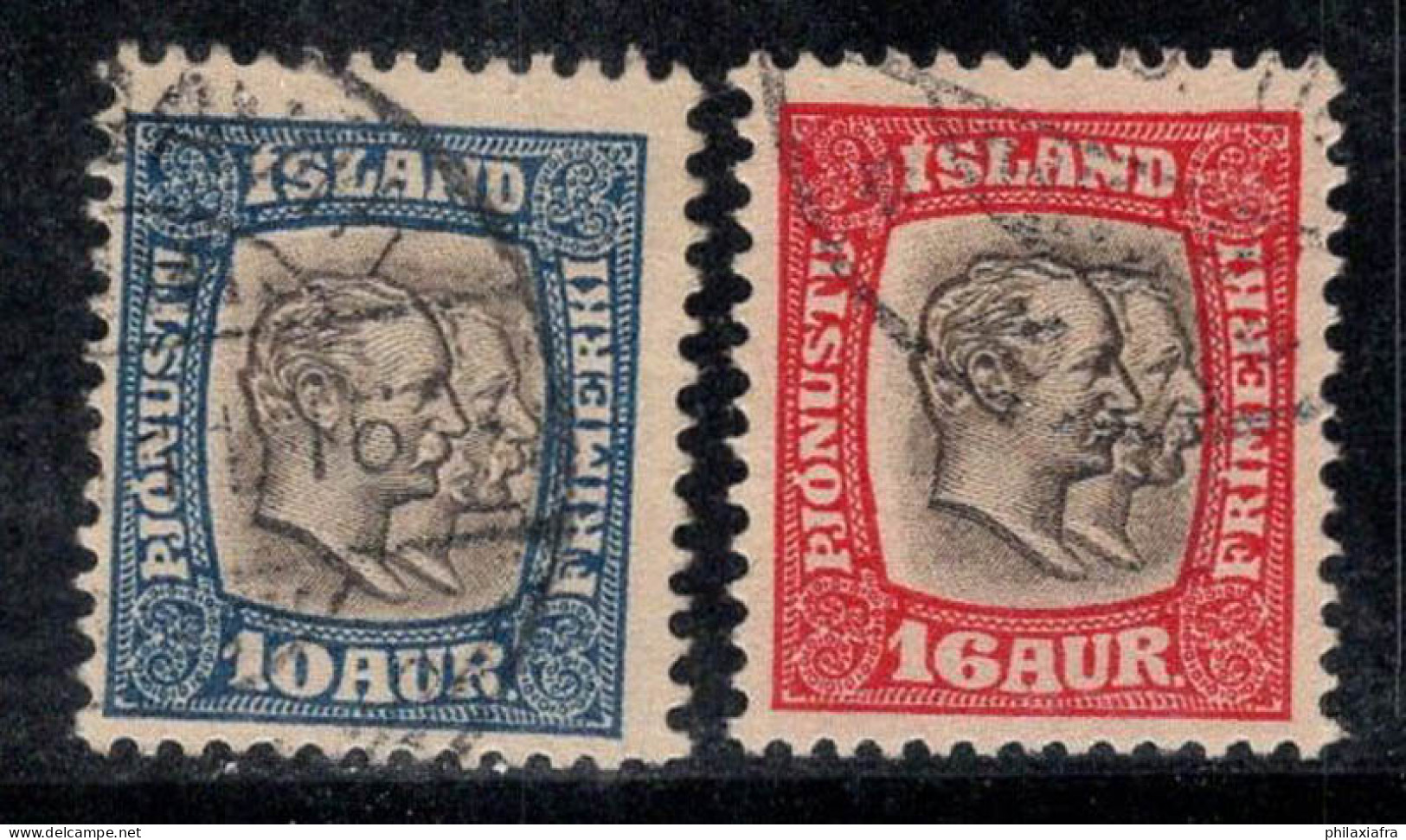 Islande 1907 Mi. 27, 29 Oblitéré 100% Roi Christian IX, Frédéric VIII - Servizio