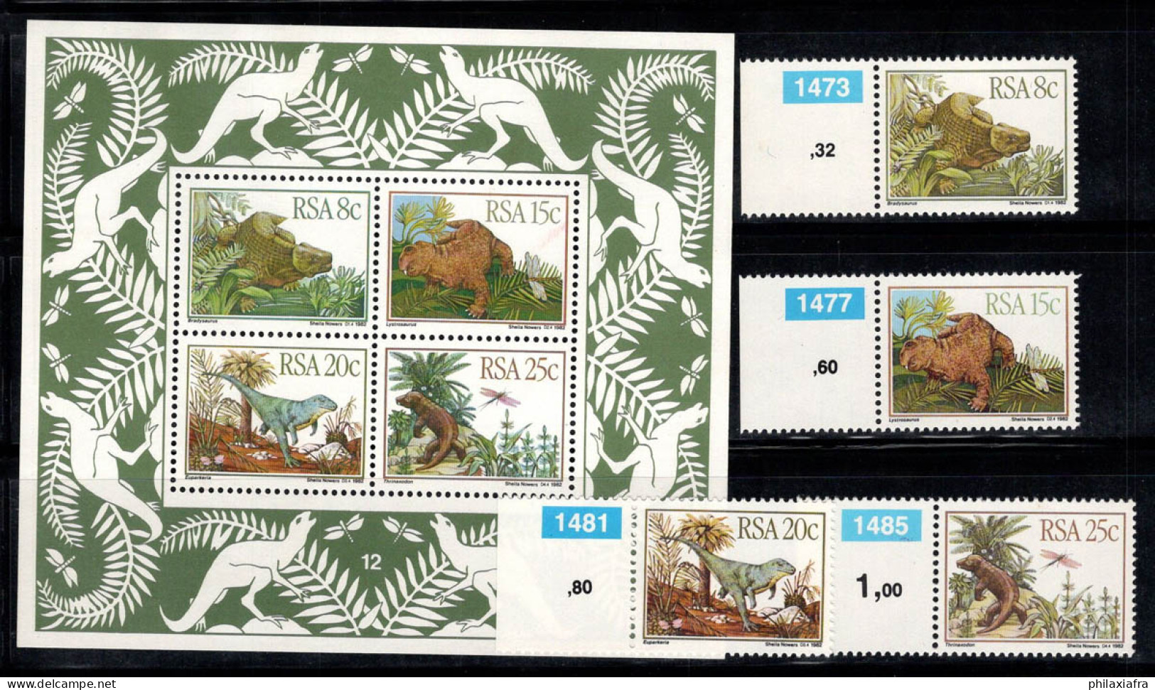 Afrique Du Sud 1982 Mi. Bl. 14, 622-625 Bloc Feuillet 100% Neuf ** Animaux Préhistoriques - Unused Stamps