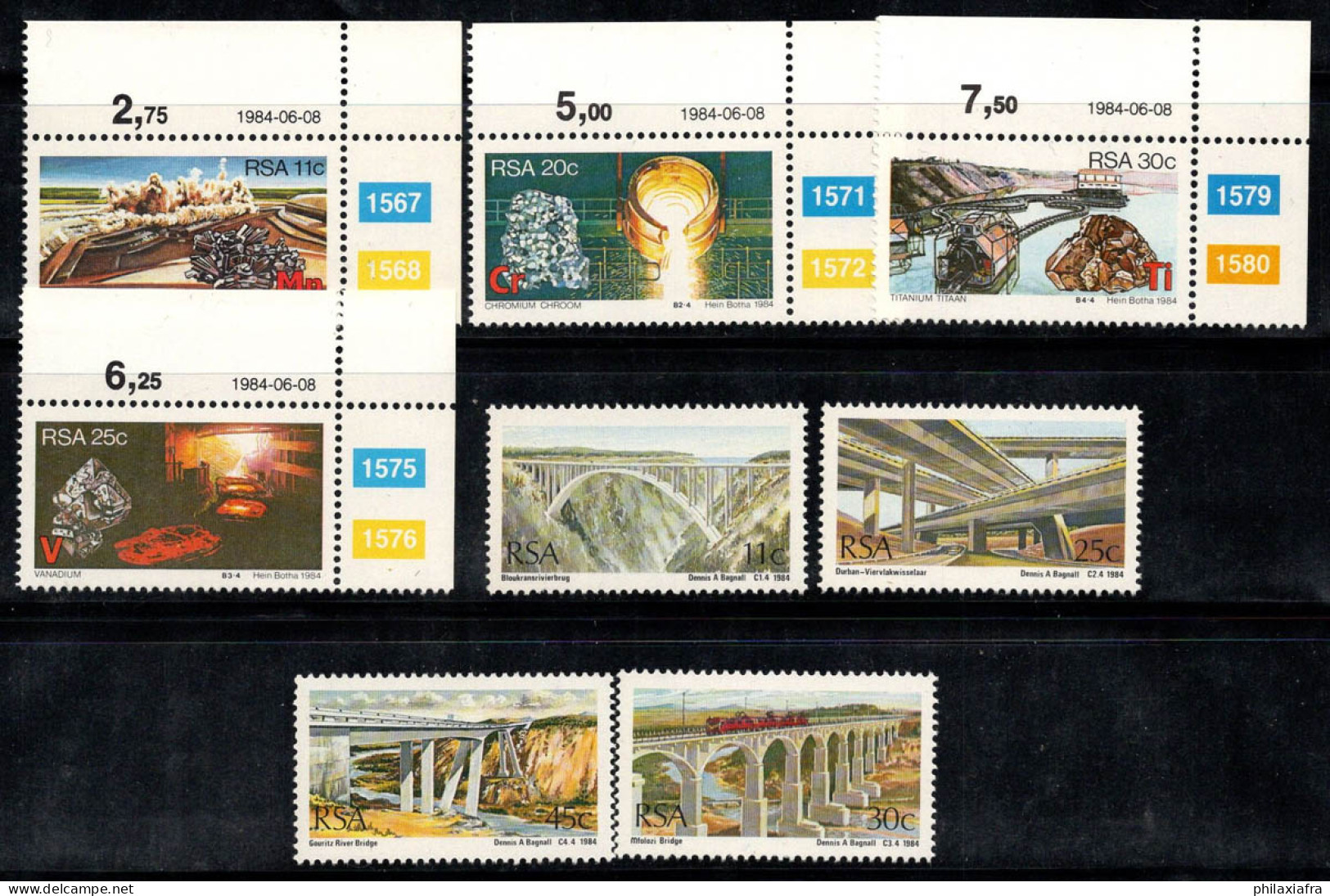 Afrique Du Sud 1984 Mi. 647-654 Neuf ** 100% Minéraux, Ponts - Nuovi