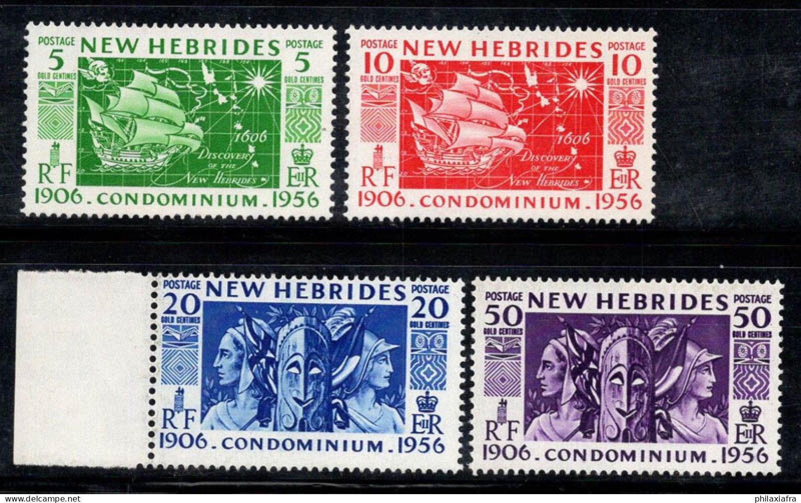 Nouvelles-Hébrides 1956 Yv. 171-174 Neuf * MH 100% Copropriété, Navire - Neufs