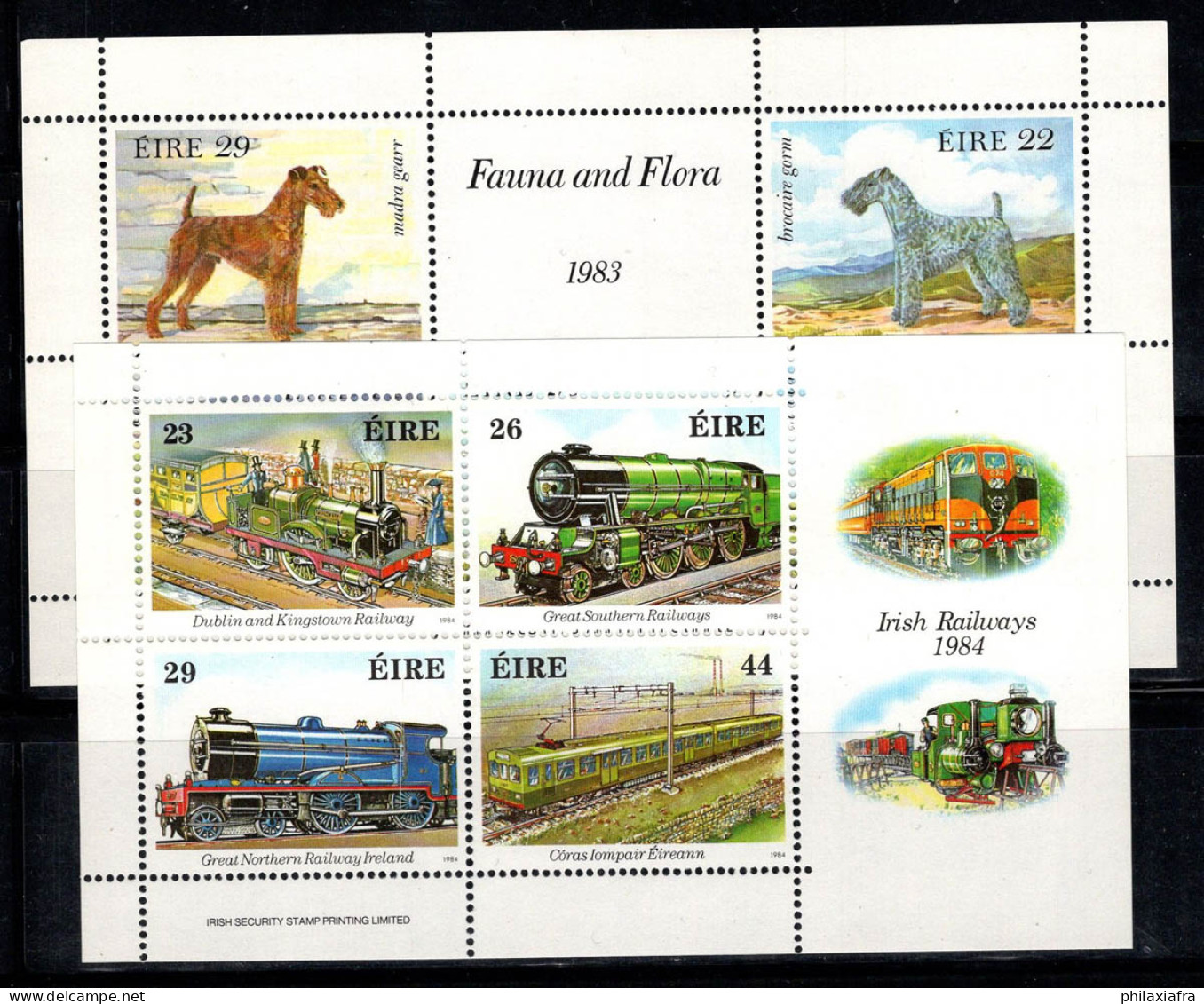 Irlande 1983-84 Mi. Bl.4-5 Bloc Feuillet 100% Neuf ** Chiens,Chemins De Fer - Hojas Y Bloques