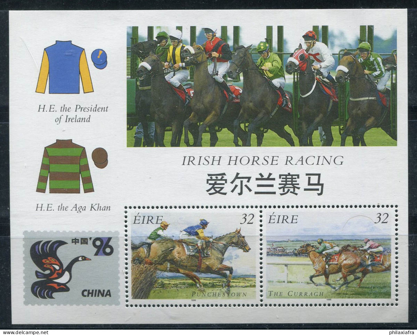 Irlande 1996 Mi. Bl.18 Bloc Feuillet 100% Neuf ** Course De Chevaux,32 (P)... - Hojas Y Bloques