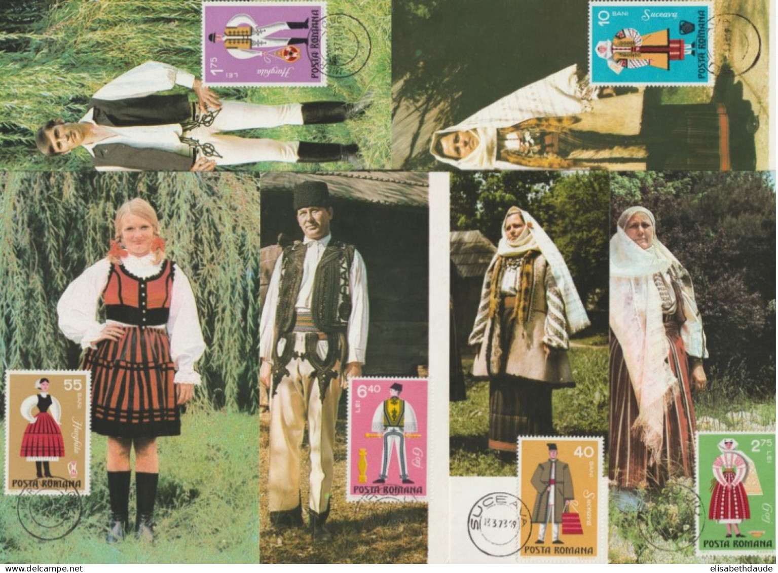 ROUMANIE - 1973 - SERIE 6 CARTES MAXIMUM - COSTUMES TRADITIONNELS - Cartoline Maximum