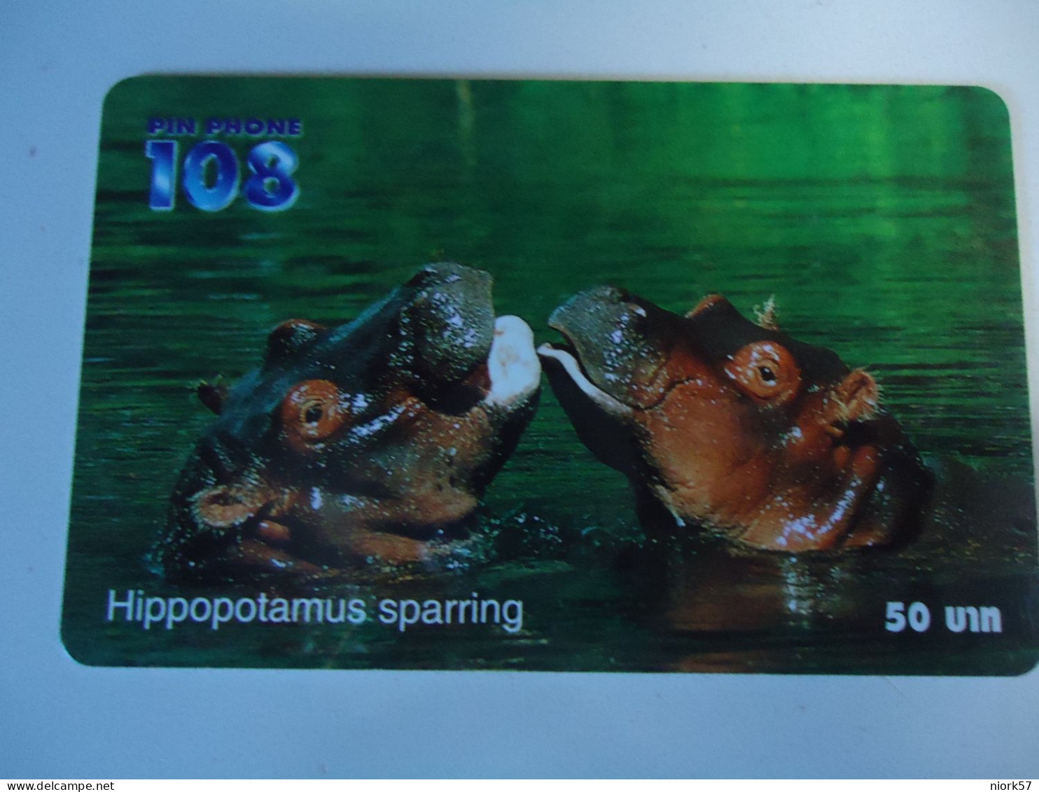 THAILAND USED   CARDS PIN 108  ANIMALS  HIPPO HIPPOPOTAMUS - Giungla