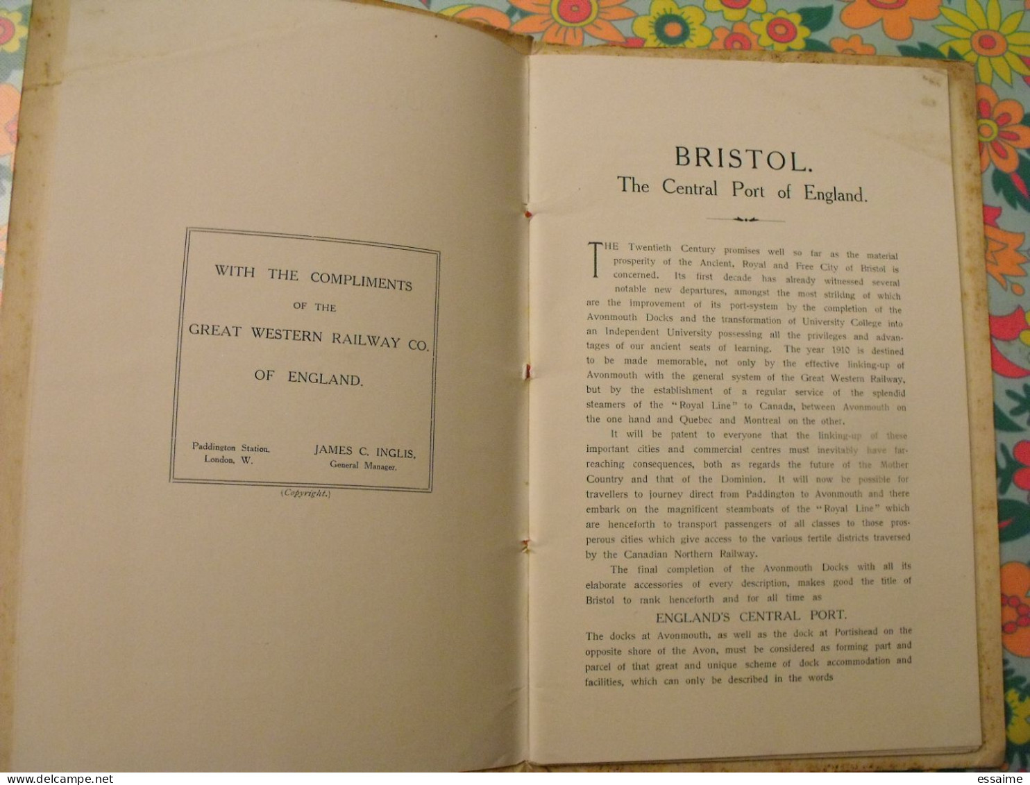 Bristol, The Central Port Of England. Great Western Railway 1910. Photos + Plan - Cultura