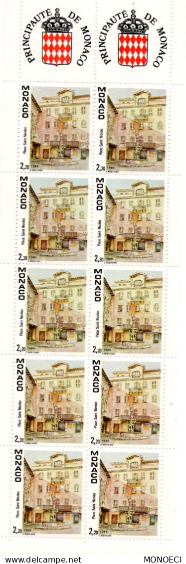 MONACO -- MONTE CARLO -- Carnet -- Timbres 2,20 Francs 1989 La Place Saint-Nicolas - Postzegelboekjes