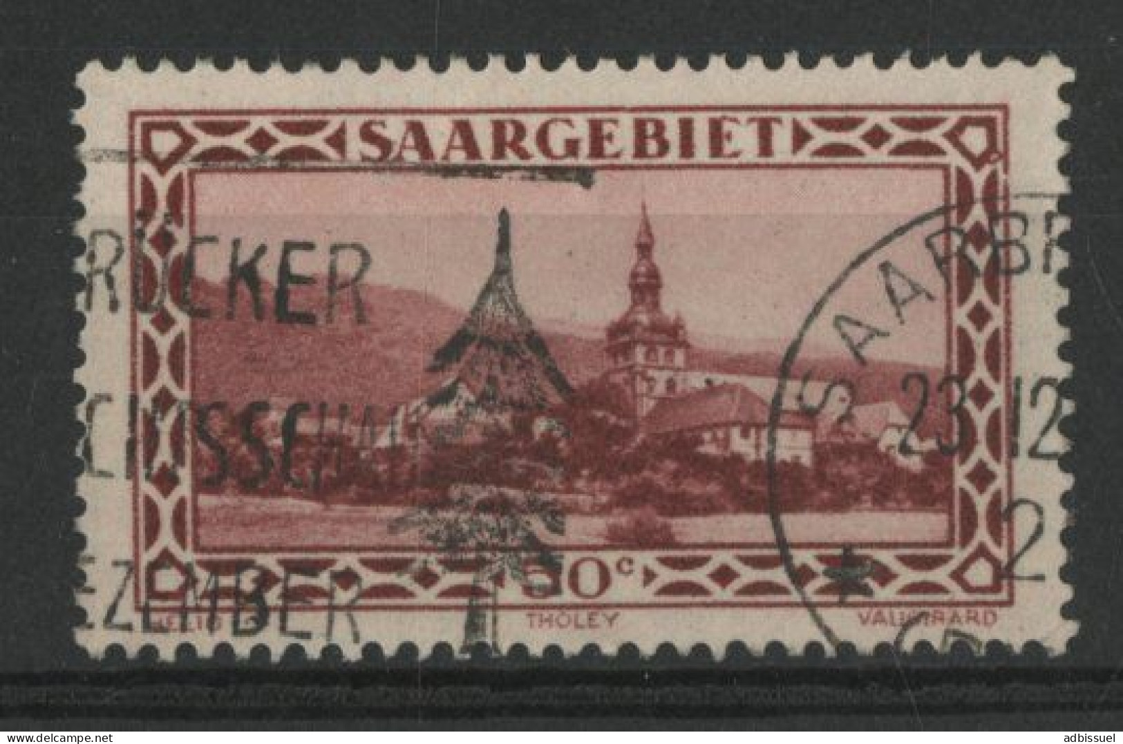 SARRE VARIETE N° 114 I  (Y & T 113) Cercle En Haut à Droite Du Timbre Avec Oblitération Mécanique. - Used Stamps