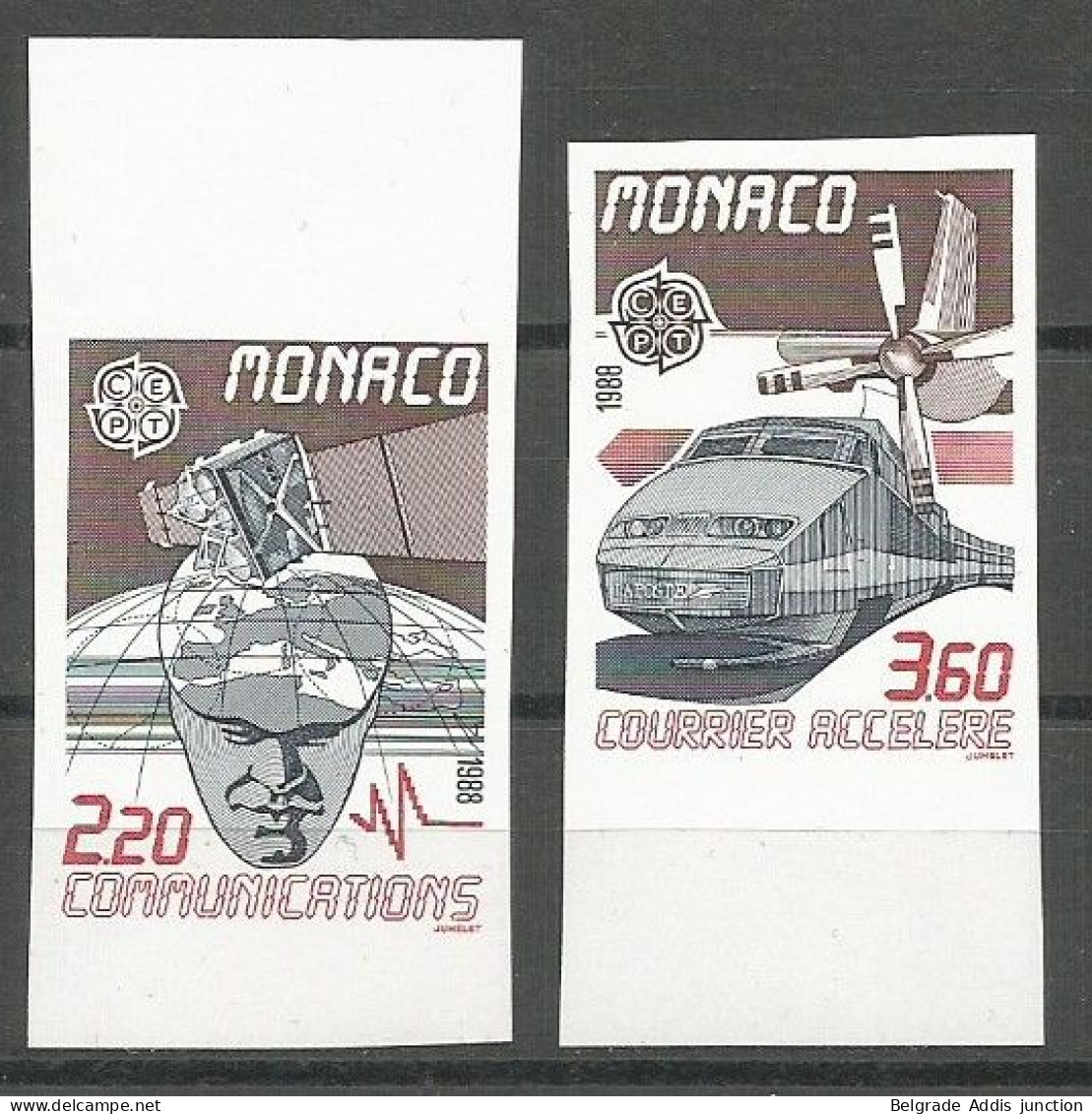 Monaco Yvert 1626/67 Série Complète Non-Dentelée NSC / MNH / ** Europa 1988 Espace Space Satellite Train - Variétés