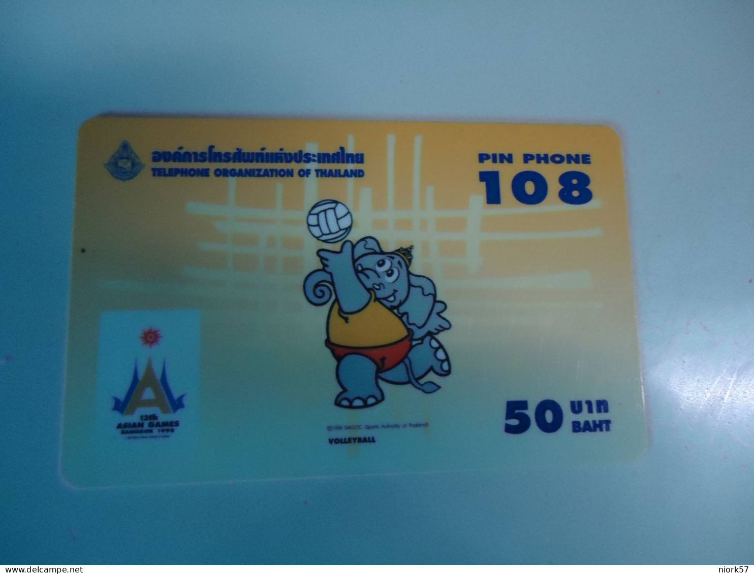 THAILAND USED   CARDS PIN 108  SPORTS MASCOT ASIAN GAMES  VOLLEYBALL - Olympic Games