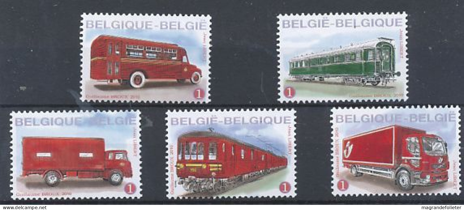 TIMBRE  ZEGEL STAMP  BELGIQUE PETIT LOT 5 X VALEURS CONSTANTES BELGIQUE  VEHICULES POSTAUX 4056-4060 - 2013-... Rey Felipe