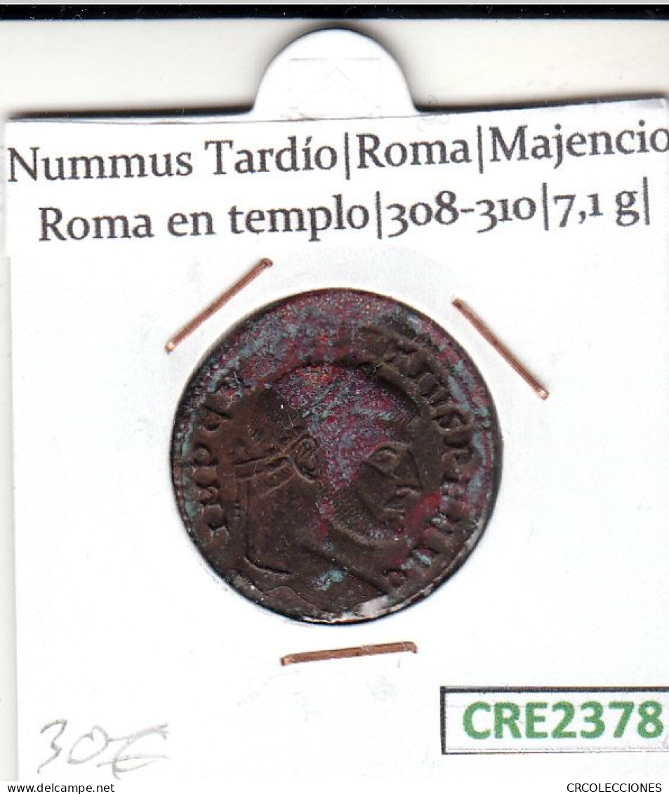CRE2378 MONEDA ROMANA NUMMUS ROMA MAJENCIO ROMA EN TEMPLO 308-310 - Altri & Non Classificati