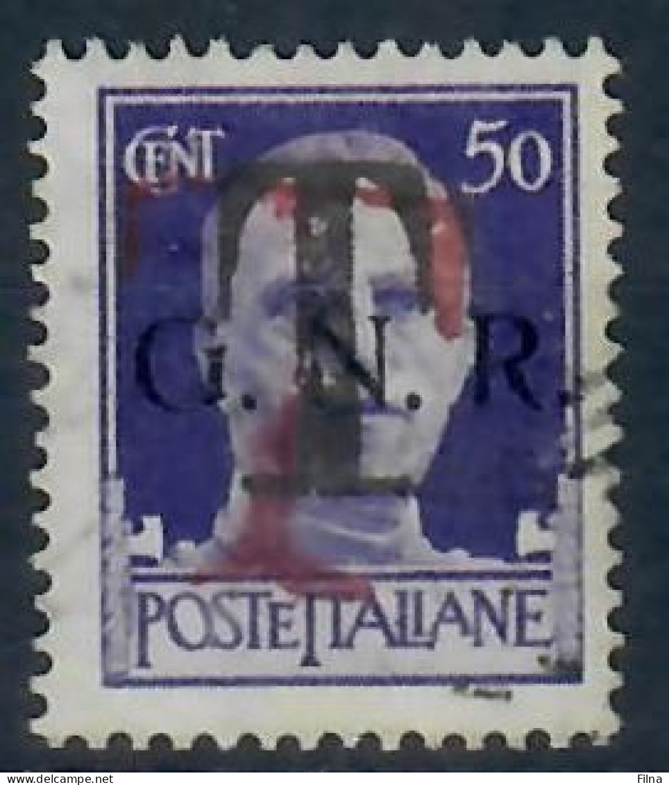 REPUBBLICA SOCIALE ITALIANA  GNR TIRATURA DI BRESCIA CENT. 50 VIOLETTO  SEGNATASSE EMERGENZA CON DOPPIA STAMPA T USATO - Postage Due