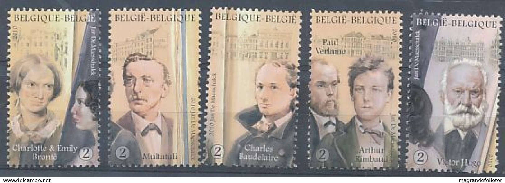 TIMBRE  ZEGEL STAMP  BELGIQUE LES ECRIVAINS 3995-3999  XX - 2013-... Roi Philippe