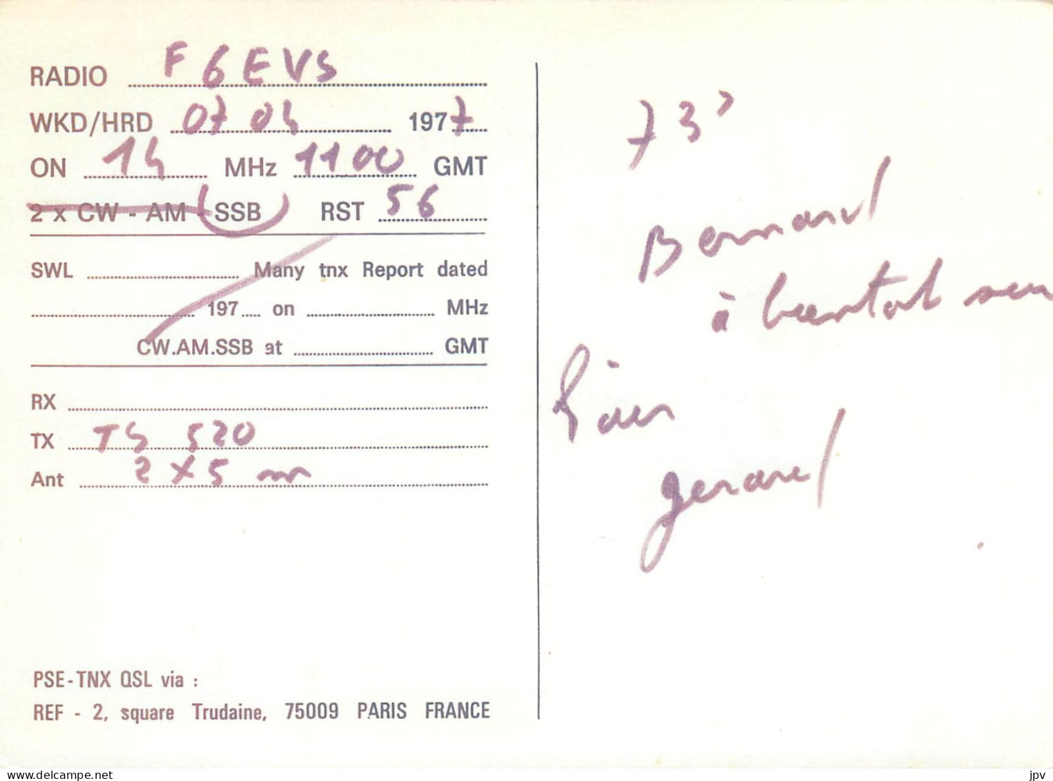 CARTE QSL : BERLIN . ALLEMAGNE . FRENCH AMATEUR IN GERMANY. 1979. - Other & Unclassified