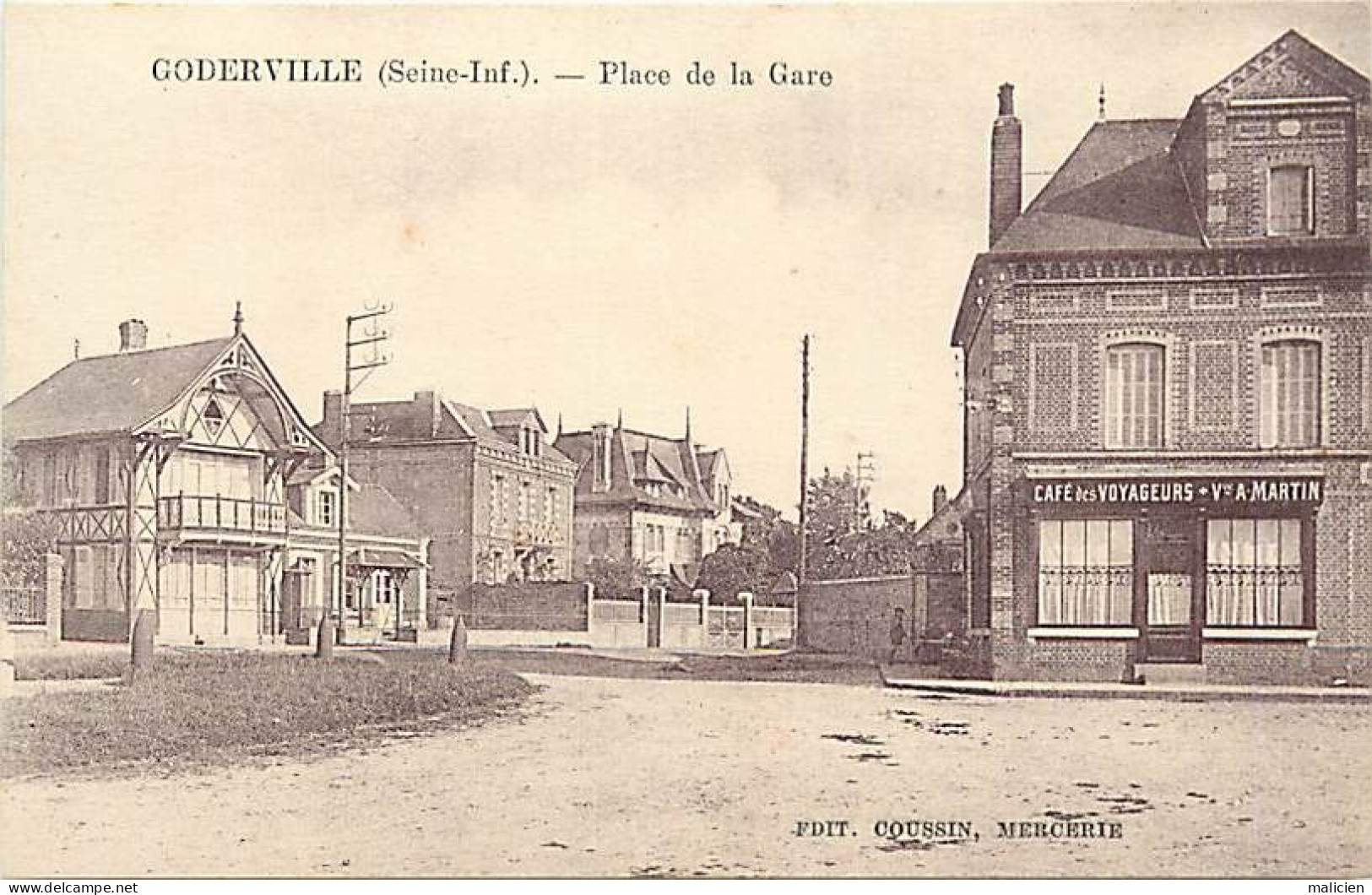 - Seine Maritime -ref-C611- Goderville - Place De La Gare - Café Des Voyageurs - Vve Martin - Cafés - - Goderville