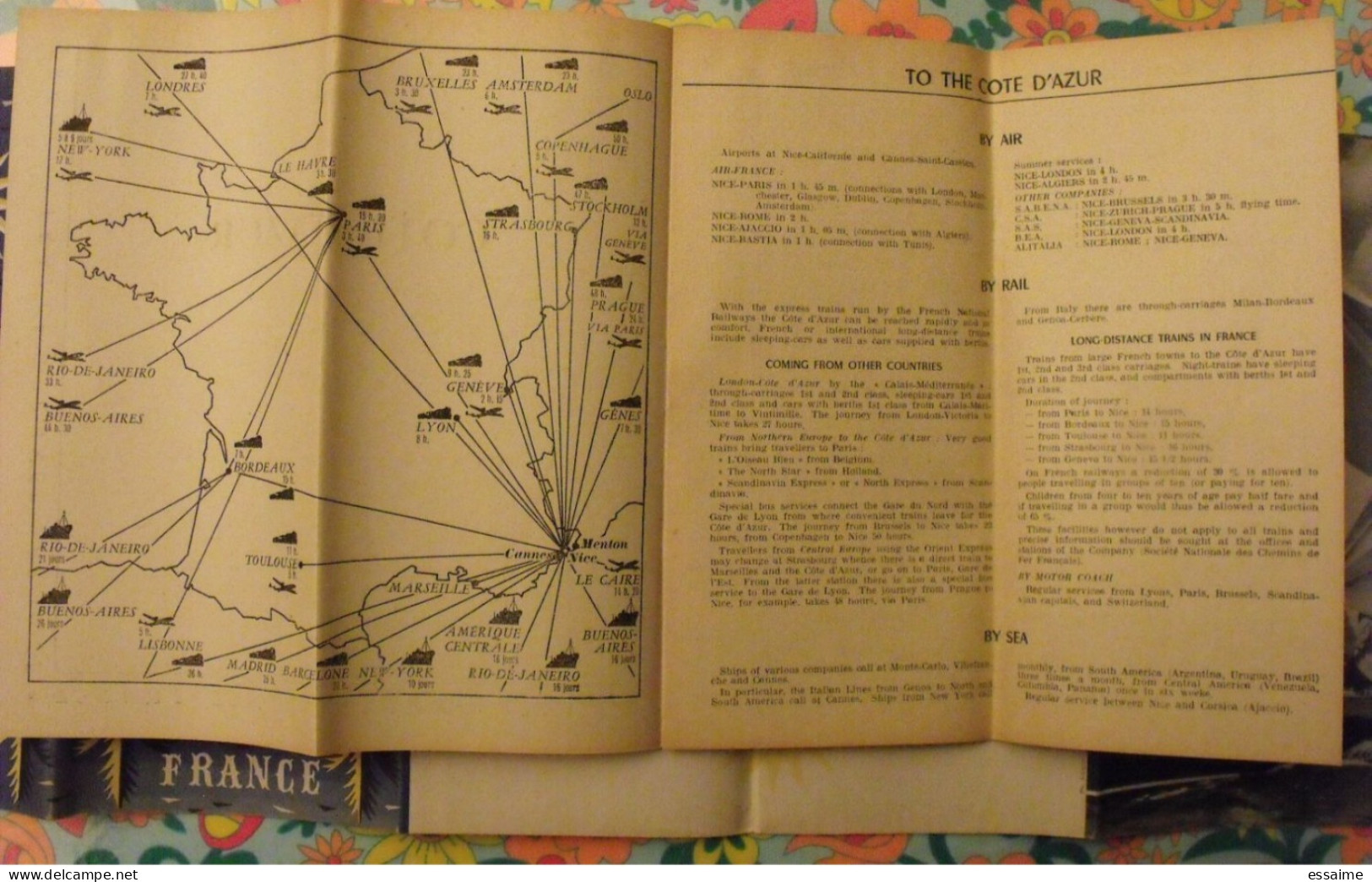 France. Riviera, Cote D'Azur; En Anglais. Document Touristique Dépliant-plan. Sd (vers 1950) - Cultura