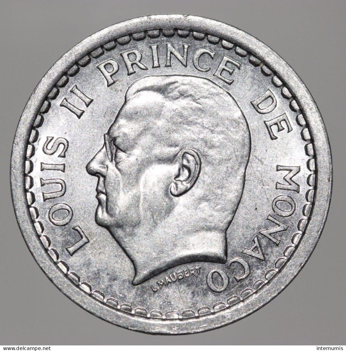 Monaco, Louis II, 1 Franc, ND (1943), Aluminium, NC (UNC), KM#120, G.MC131 - 1922-1949 Luigi II