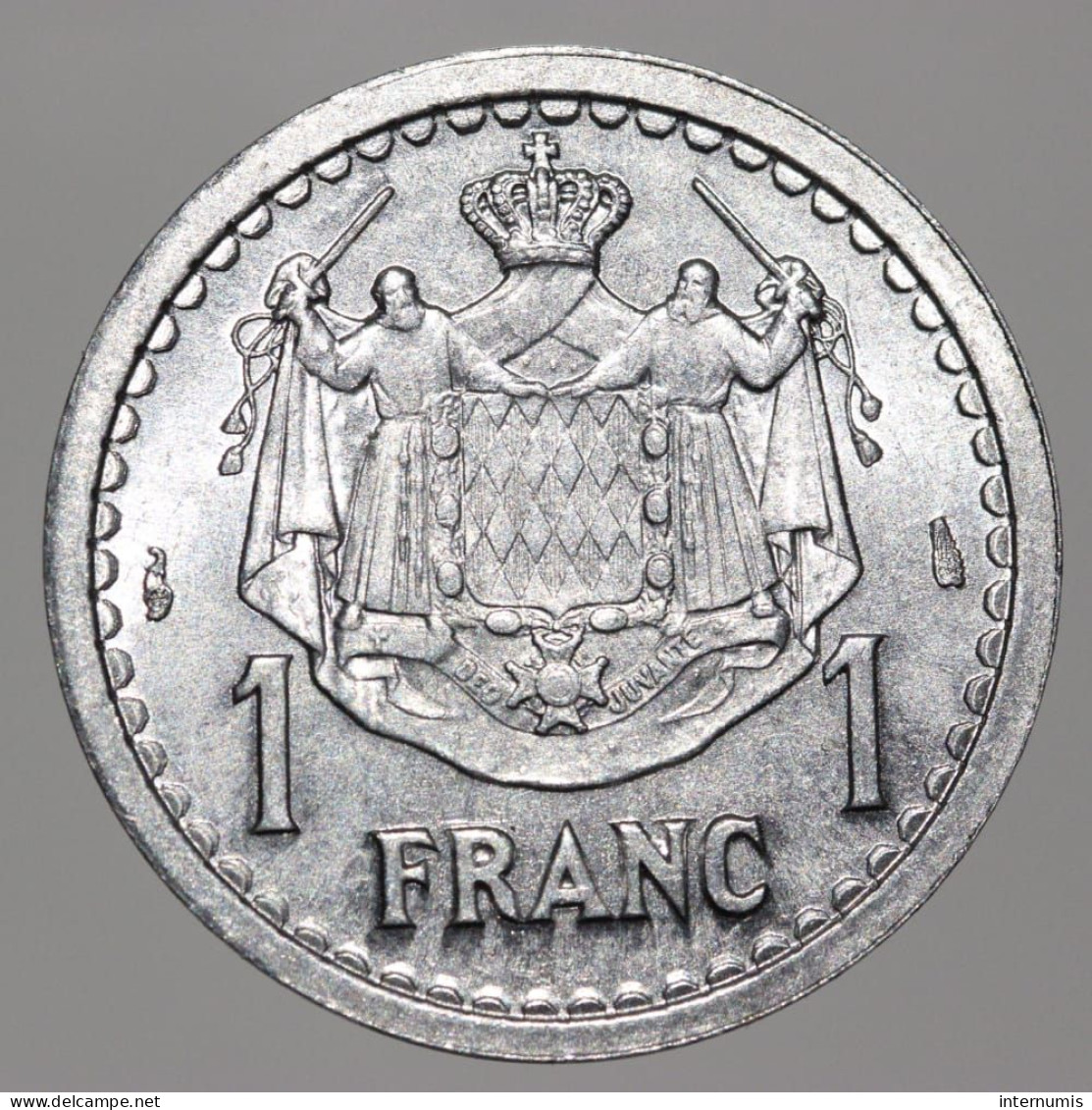 Monaco, Louis II, 1 Franc, ND (1943), Aluminium, NC (UNC), KM#120, G.MC131 - 1922-1949 Louis II