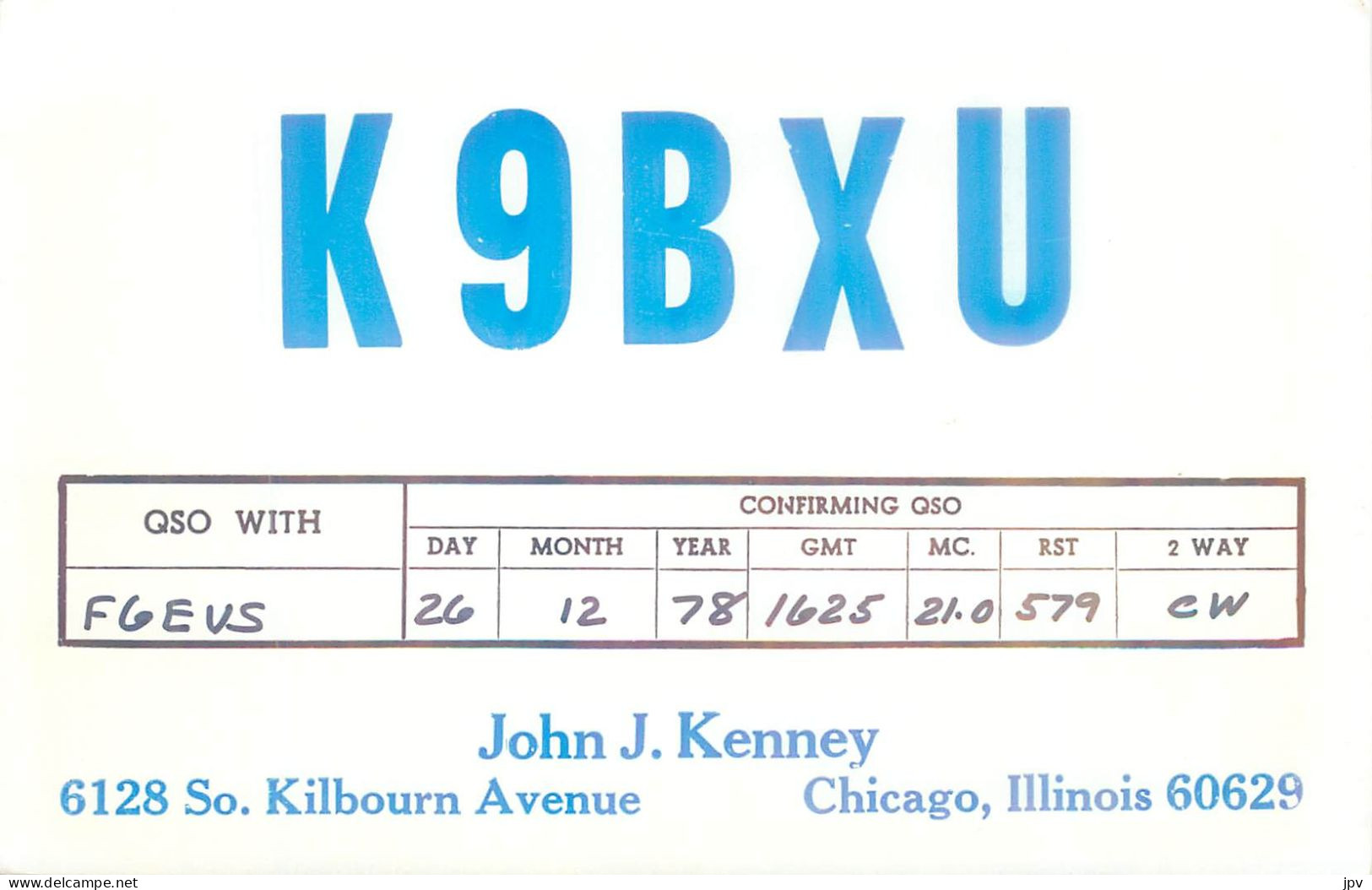 CARTE QSL : CHICAGO. ILLINOIS. USA. 1978. - Other & Unclassified
