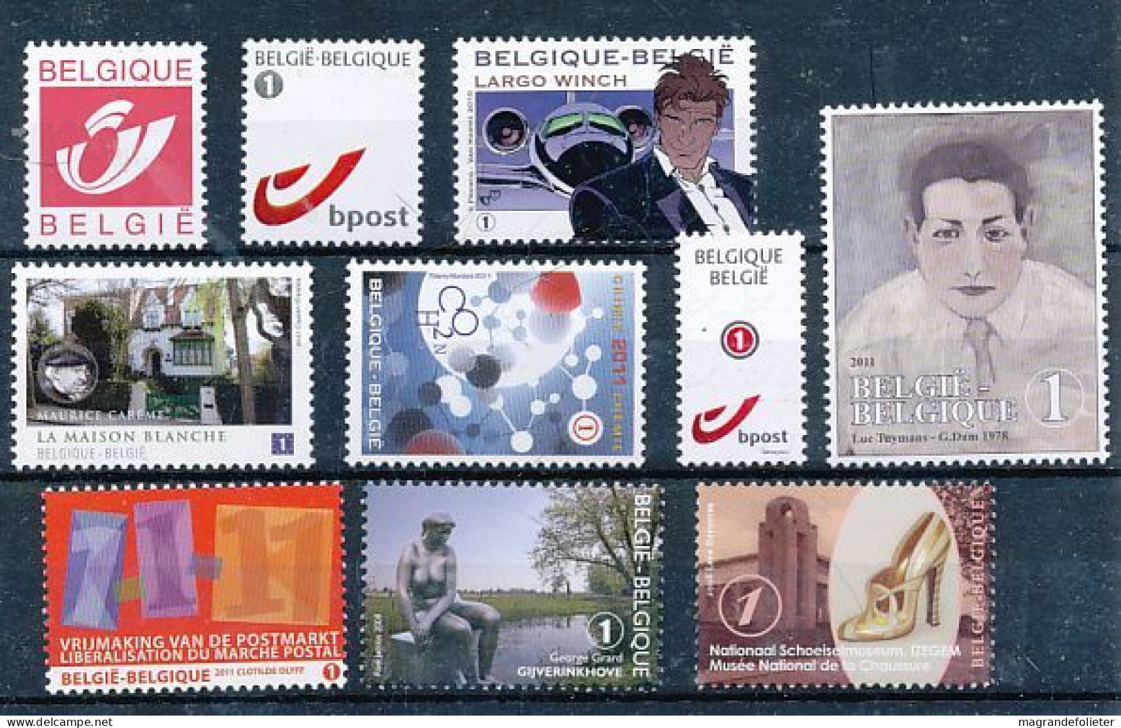 TIMBRE  ZEGEL STAMP  BELGIQUE PETIT LOT 10 X VALEURS CONSTANTES  XX - 2013-... König Philippe