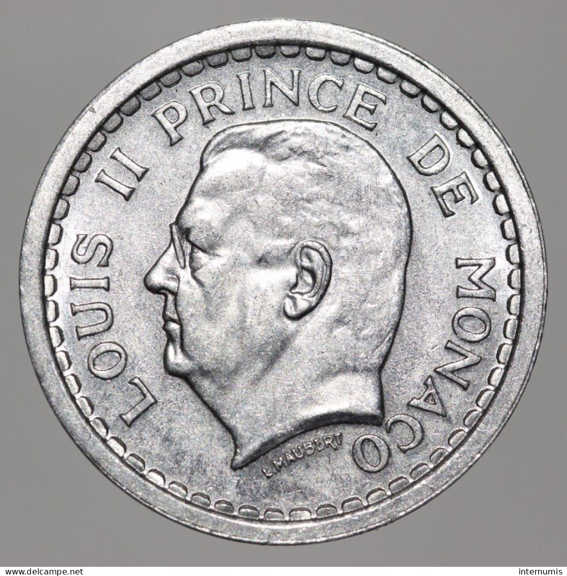 Monaco, Louis II, 1 Franc, ND (1943), Aluminium, SUP (AU), KM#120, G.MC131 - 1922-1949 Louis II.