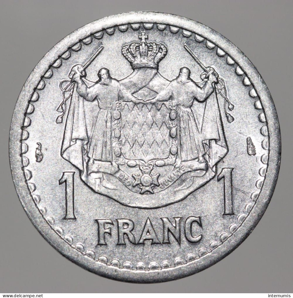 Monaco, Louis II, 1 Franc, ND (1943), Aluminium, SUP (AU), KM#120, G.MC131 - 1922-1949 Louis II.