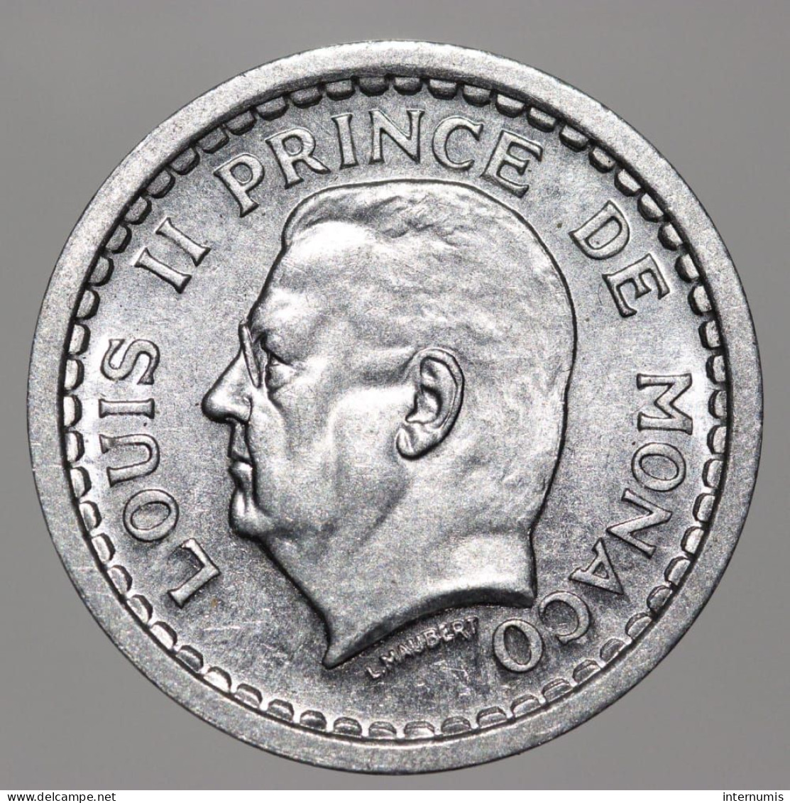 Monaco, Louis II, 1 Franc, ND (1943), Aluminium, NC (UNC), KM#120, G.MC131 - 1922-1949 Louis II.