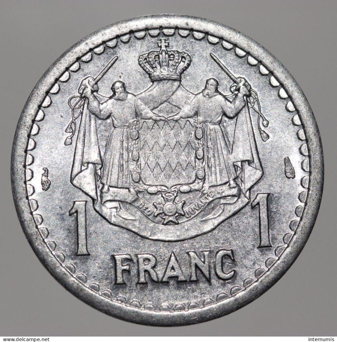 Monaco, Louis II, 1 Franc, ND (1943), Aluminium, NC (UNC), KM#120, G.MC131 - 1922-1949 Louis II