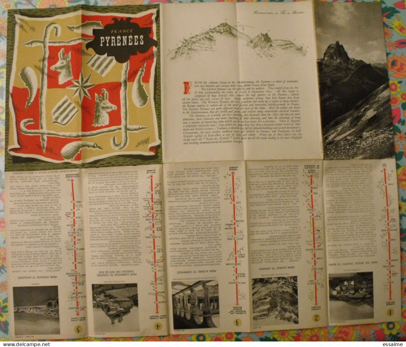 France. Pyrénées.  En Anglais. Document Touristique Dépliant-plan. Sd (vers 1950) - Kultur