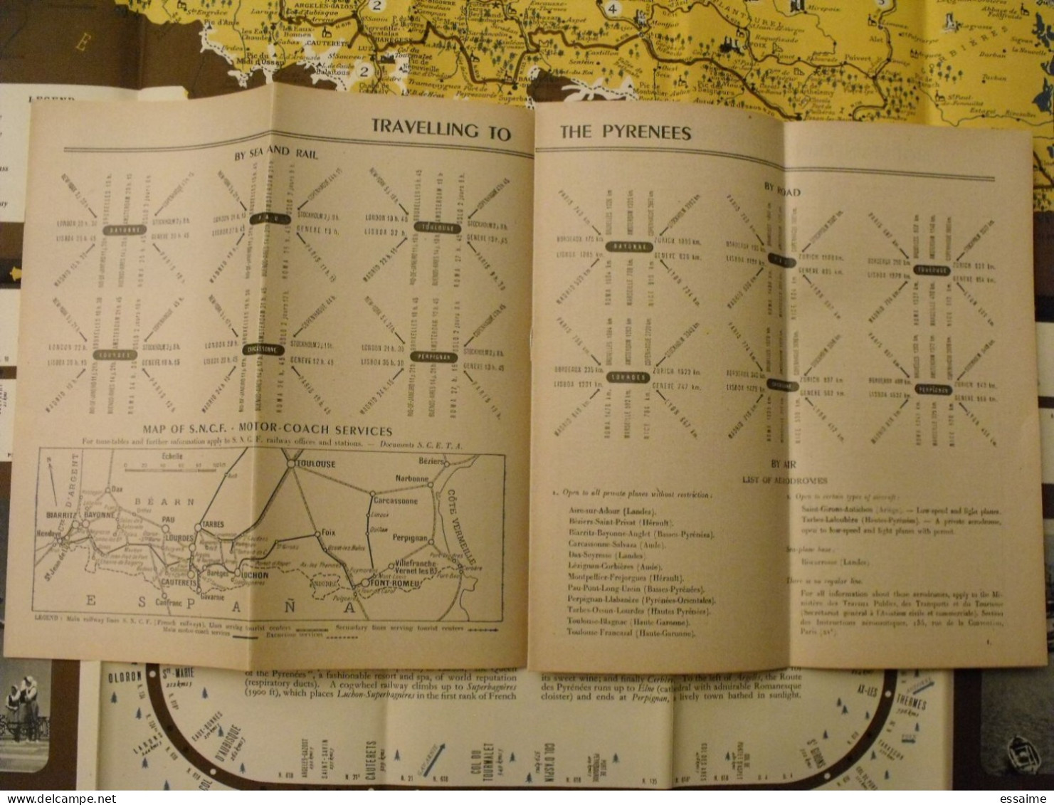 France. Pyrénées.  En Anglais. Document Touristique Dépliant-plan. Sd (vers 1950) - Cultura