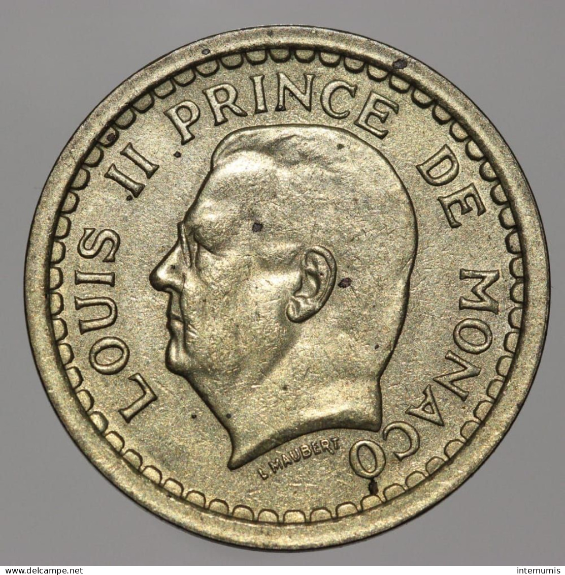 Monaco, Louis II, 1 Franc, ND (1943), Cu-Al, TTB+ (AU), KM#120a, G.MC132 - 1922-1949 Luigi II