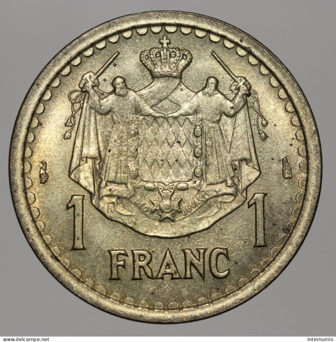 Monaco, Louis II, 1 Franc, ND (1943), Cu-Al, TTB+ (AU), KM#120a, G.MC132 - 1922-1949 Louis II.