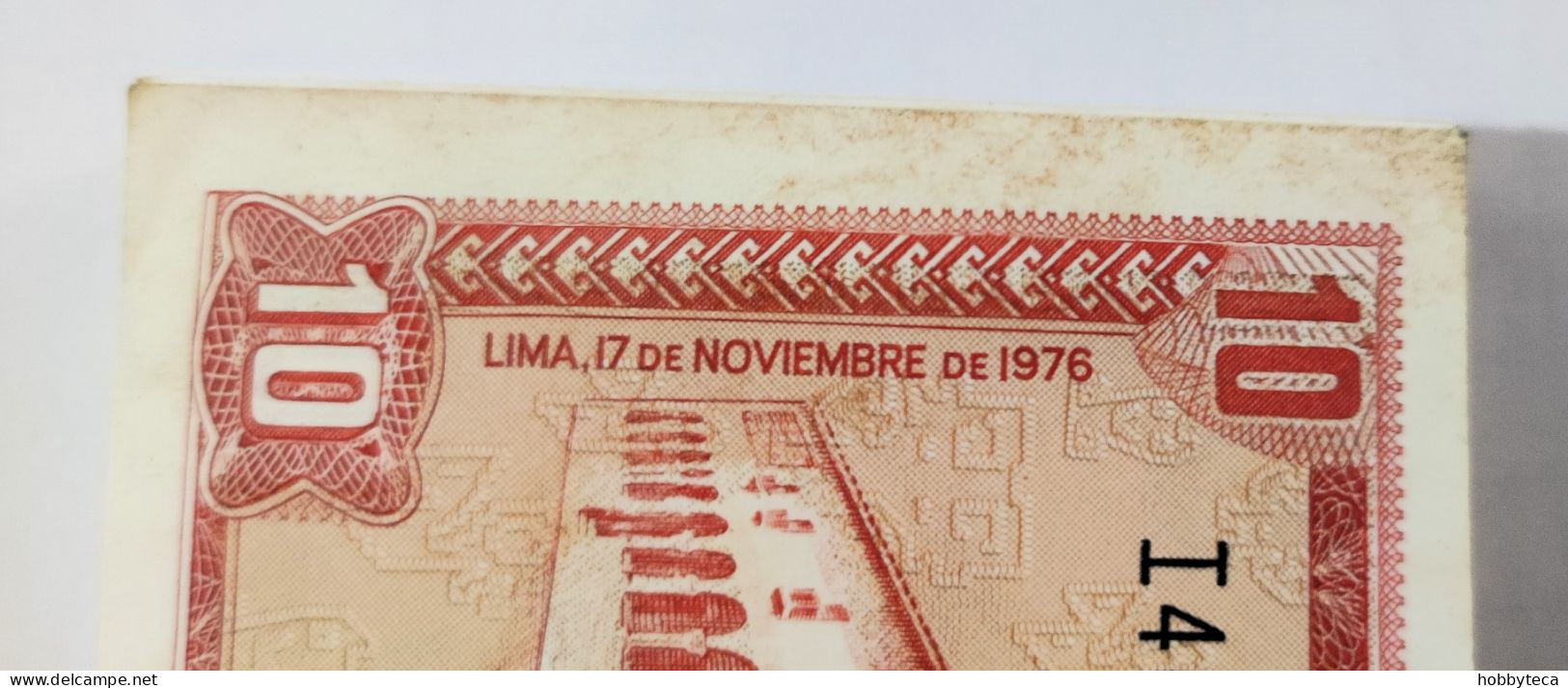 PERU - FULL ORIGINAL BUNDLE 10 SOLES 1976 INCA & TITICACA SEA - 100 NOTES FEW WITH HUMIDITY SPOTS- CHEAPEST ON  DELCAMPE - Peru