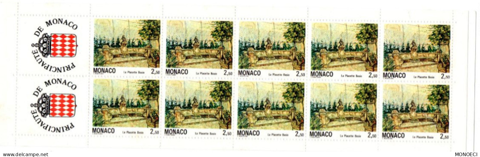 MONACO -- MONTE CARLO -- Carnet -- Timbres 2,50 Francs 1992 -- La Placette Bosio - Carnets