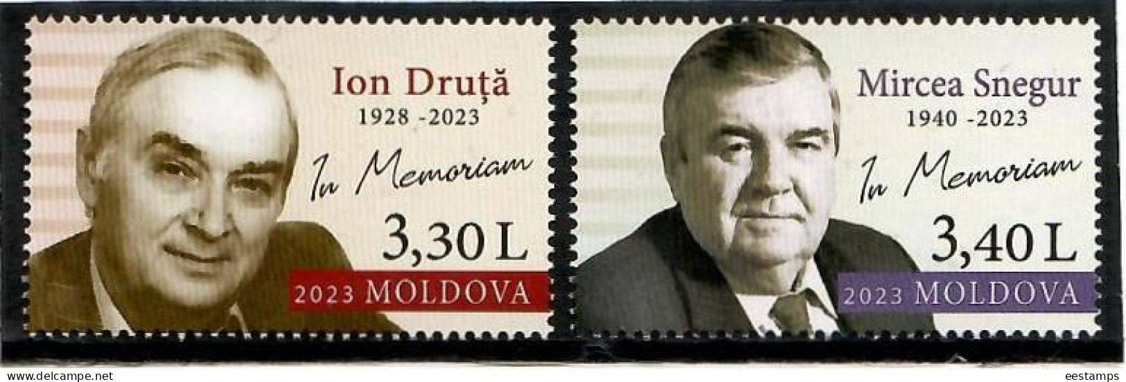 Moldova 2023 . Personalities In Memory, Ion Druță , Writer Mircea Snegur . 2v. - Moldavie