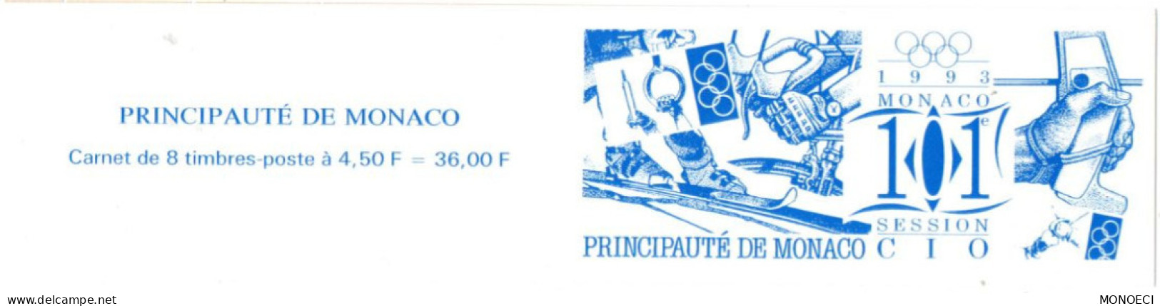 MONACO --  Monégasque -- Carnet -- Timbres 4,50 Francs 1993 -- 101e Session Du Comité Olympique International - Booklets