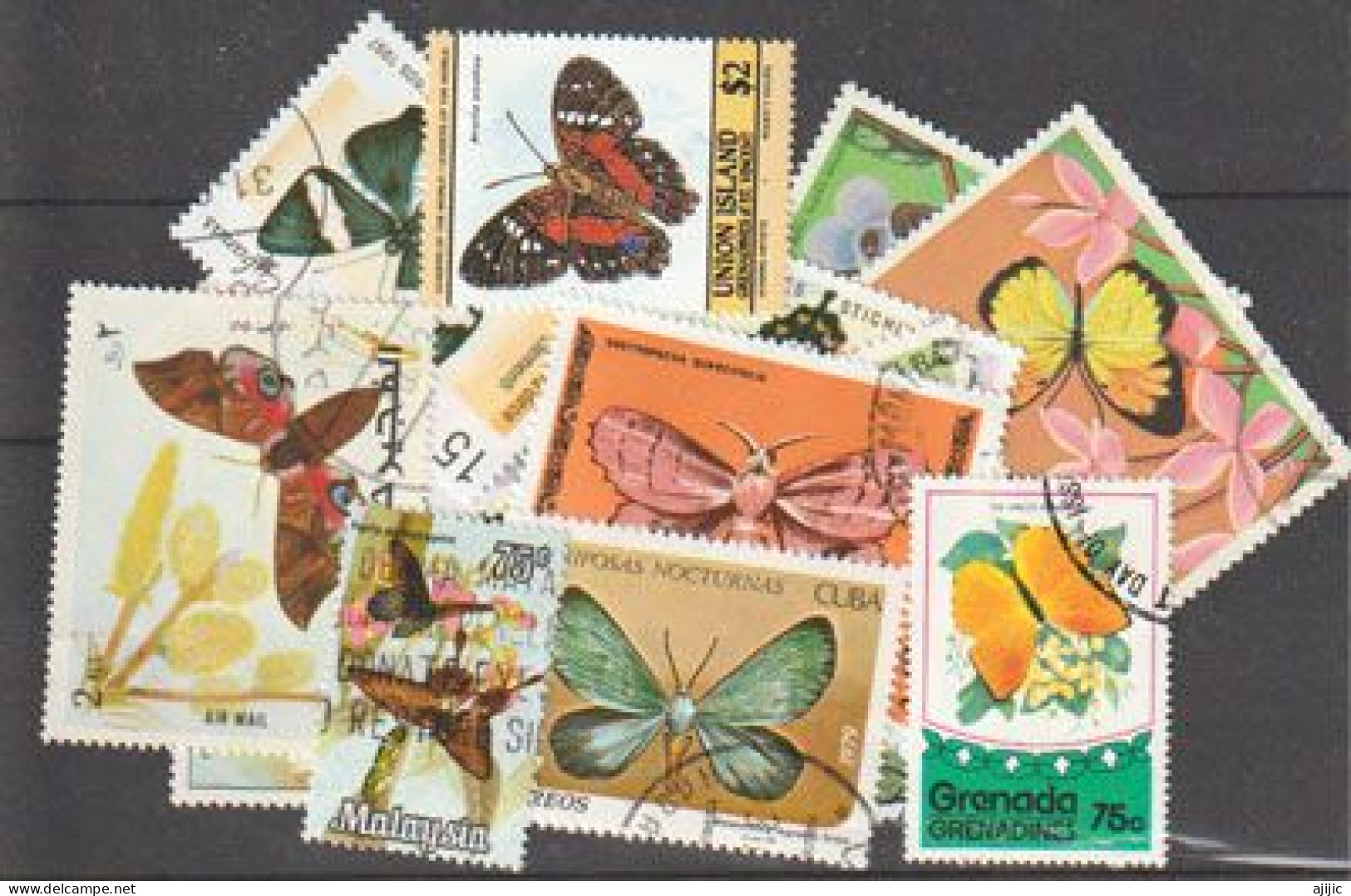 Beau Lot De 20 Timbres Oblitérés PAPILLONS, Tous Différents, Grands Formats, 1 ère Qualité # 8 - Mezclas (max 999 Sellos)