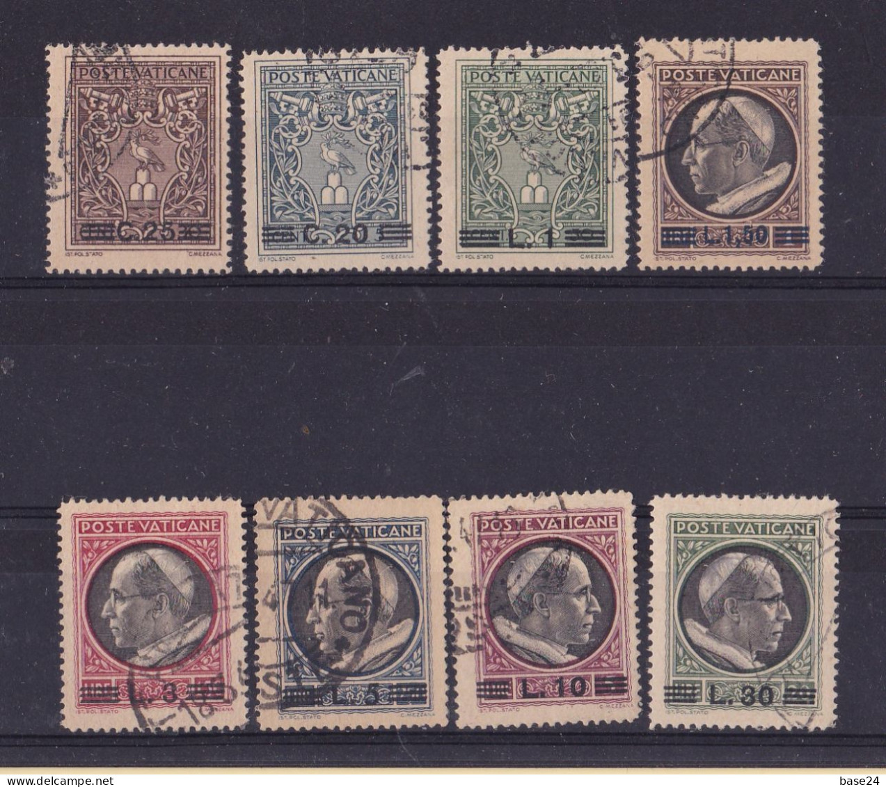 1946 Vaticano Vatican MEDAGLIONCINI SOPRASTAMPATi 8 Valori Usati USED - Usati