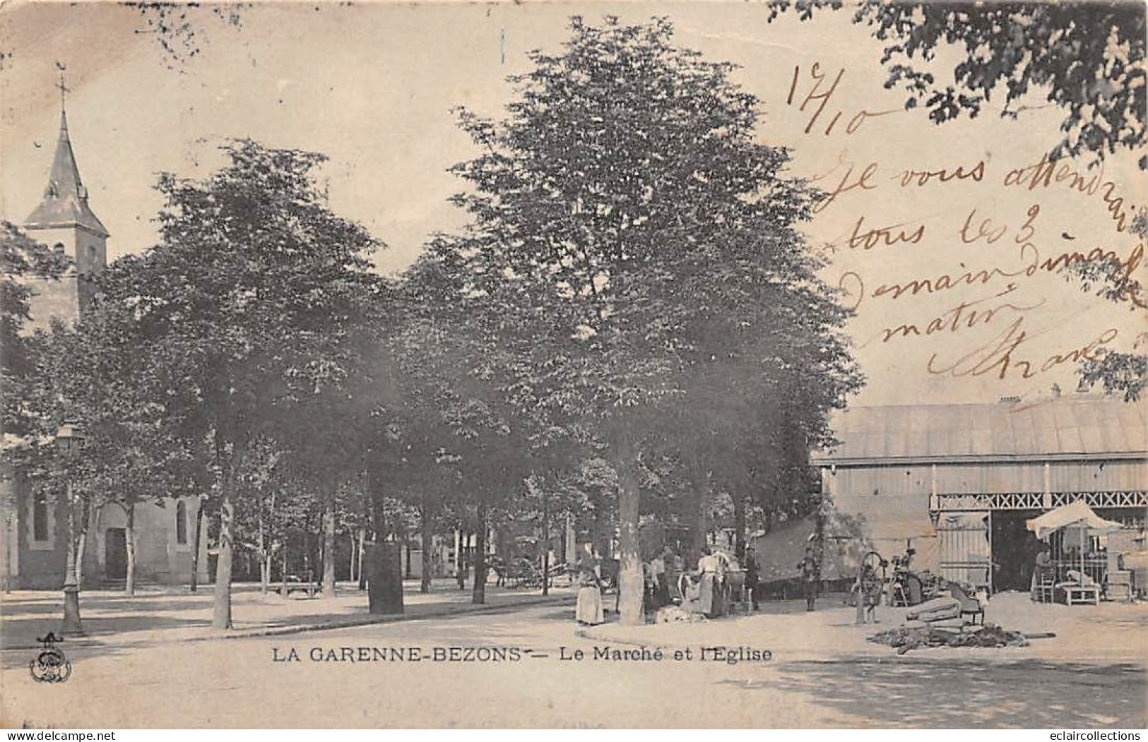 La Garenne Colombes  - Bezons        92      Le Marché Et L'Eglise        (Voir Scan) - La Garenne Colombes