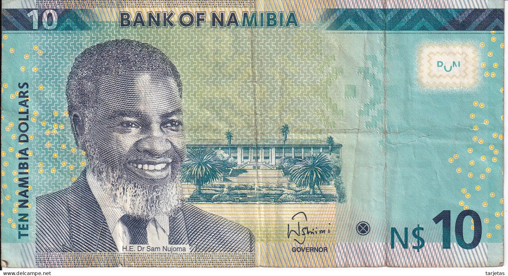 BILLETE DE NAMIBIA DE 10 DOLLARS DEL AÑO 2015  (BANKNOTE) GACELA-DEER - Namibia