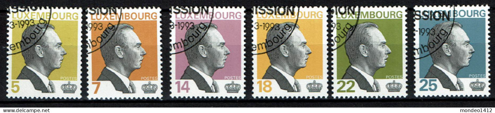 Luxembourg 1993 - YT 1260/1265 - Grand Duke Jean Of Luxembourg, Série Courante - Gebraucht
