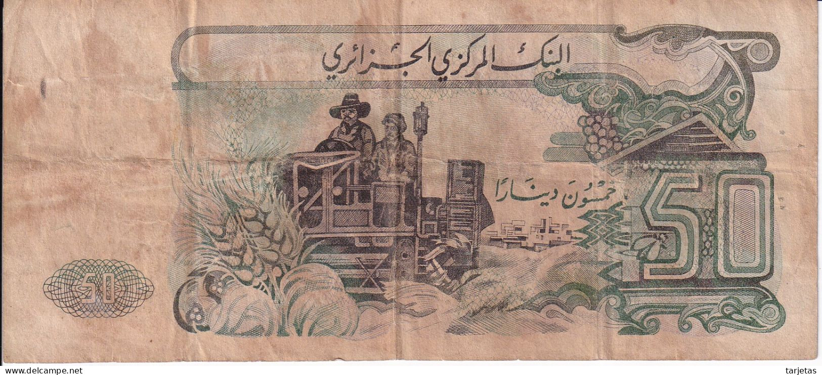 BILLETE DE ARGELIA DE 50 DINARS DEL AÑO 1977 (BANKNOTE) - Algérie