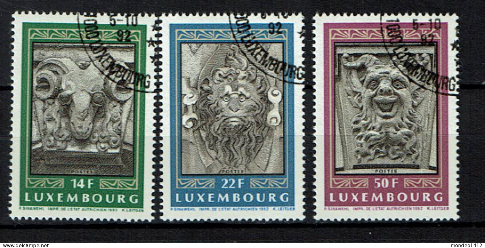 Luxembourg 1992 - YT 1249/1251 - Mascarons - Used Stamps