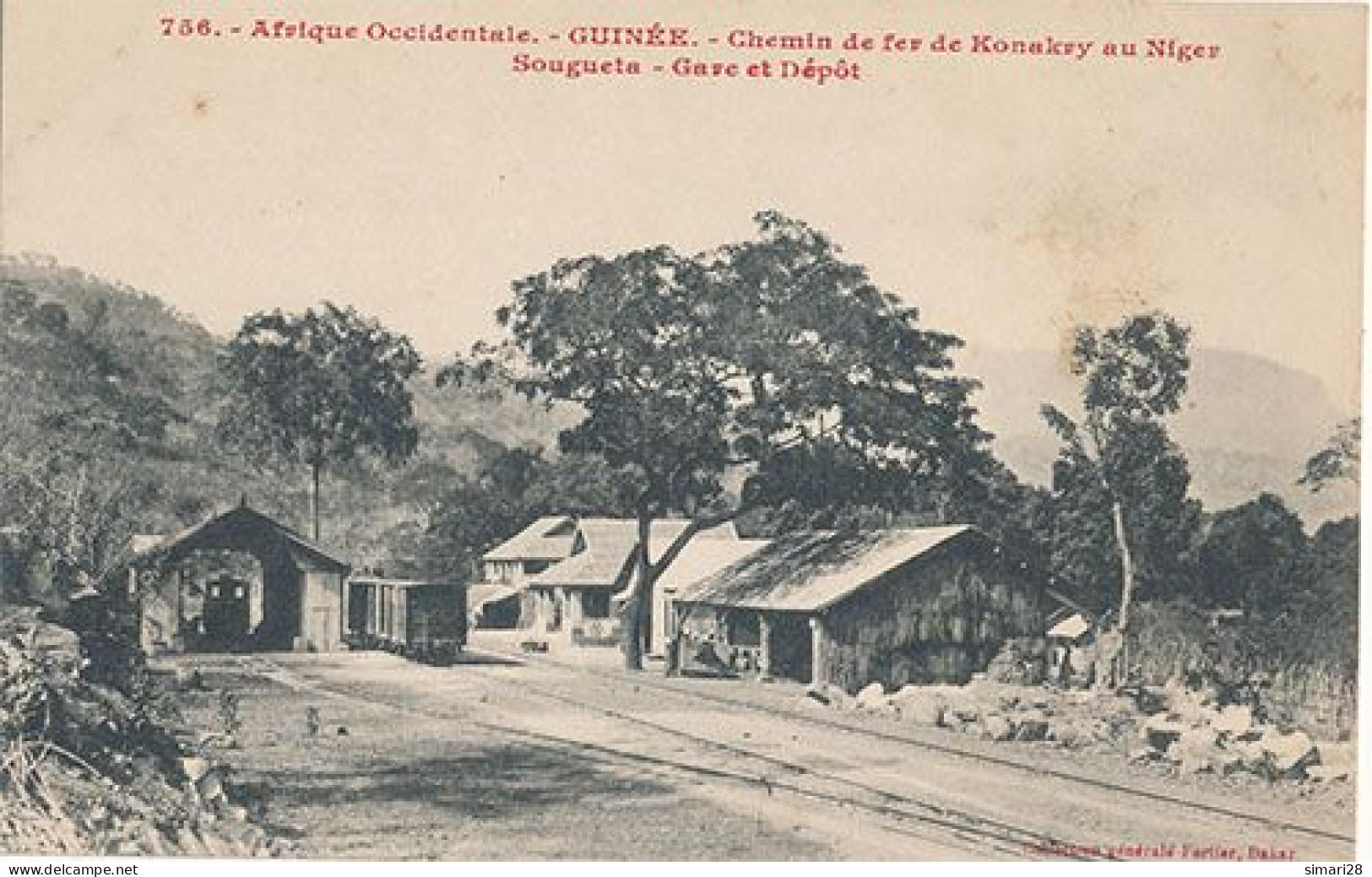 AFRIQUE OCCIDENTAL - GUINEE - N° 756 - CHEMIN DE FER DE KONAKRY AU NIGER SOUGUETA - GARE ET DEPOT - Guinée Française