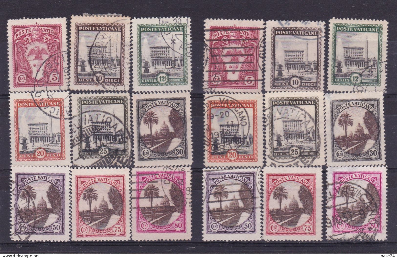 1933 Vaticano Vatican GIARDINI E MEDAGLIONI 31 MAGGIO 1933, 2 Serie Usate USED - Used Stamps