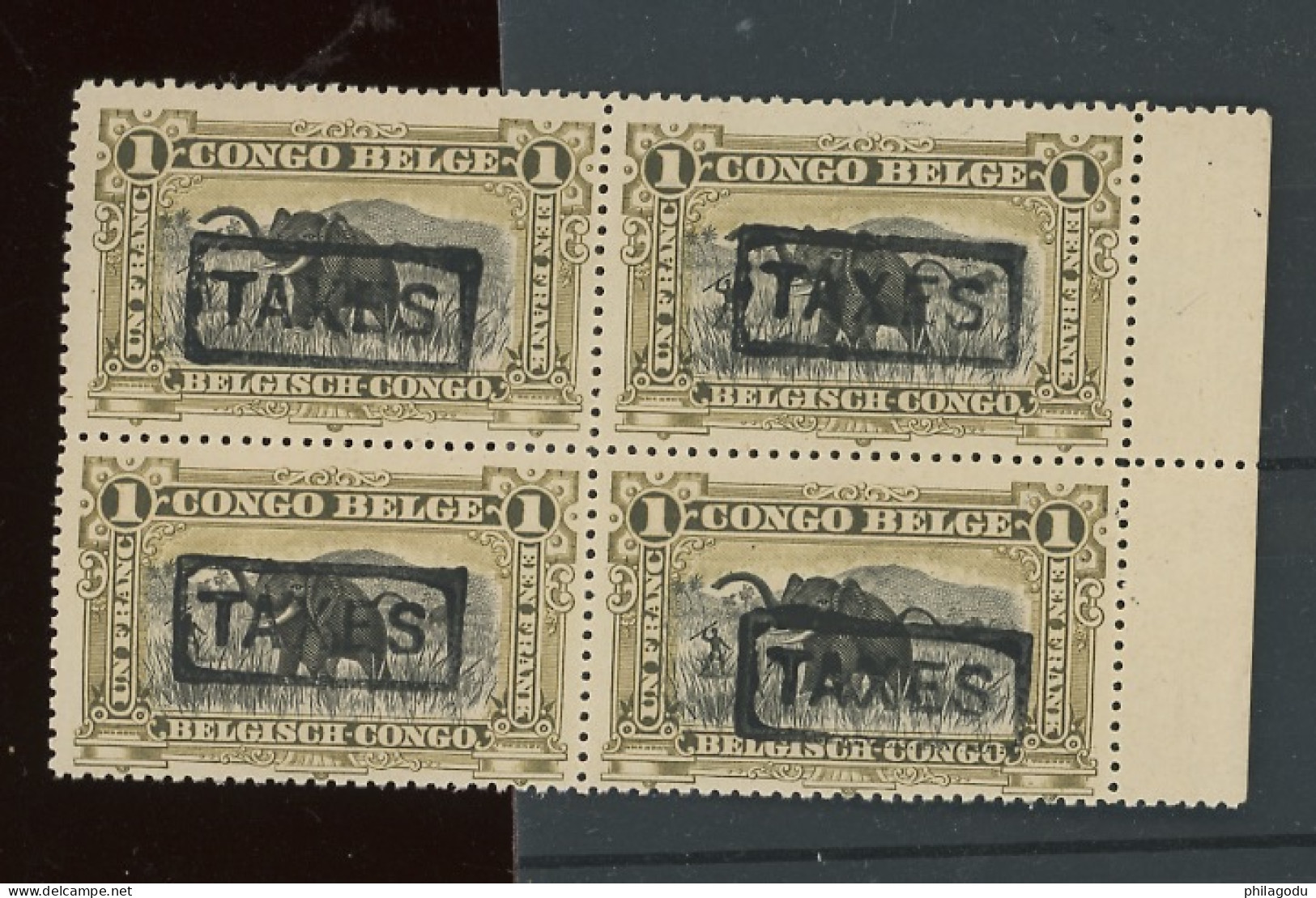 TAXE 47 Elephant Bloc De 4  Postfris Luxe **. Cote 112,-€ - Unused Stamps