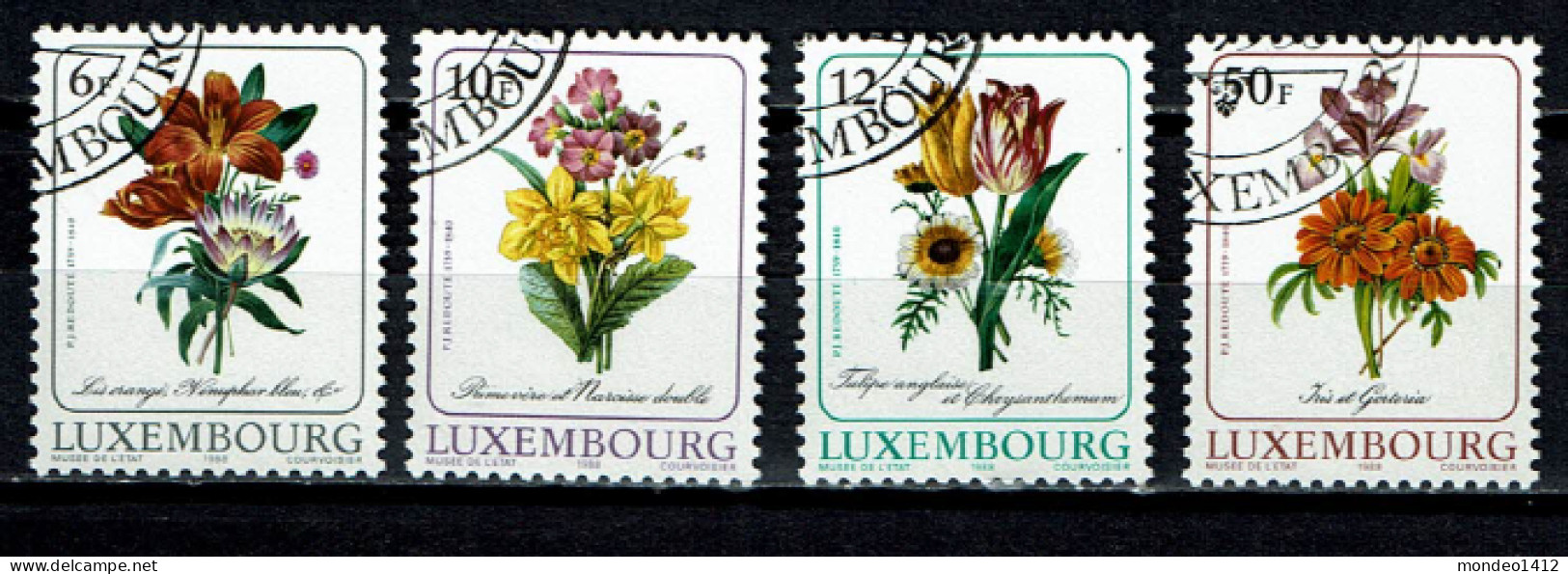 Luxembourg 1988 - YT 11140/1143 - Flora, Flower Illustrations By P.-J. Redouté - Usati