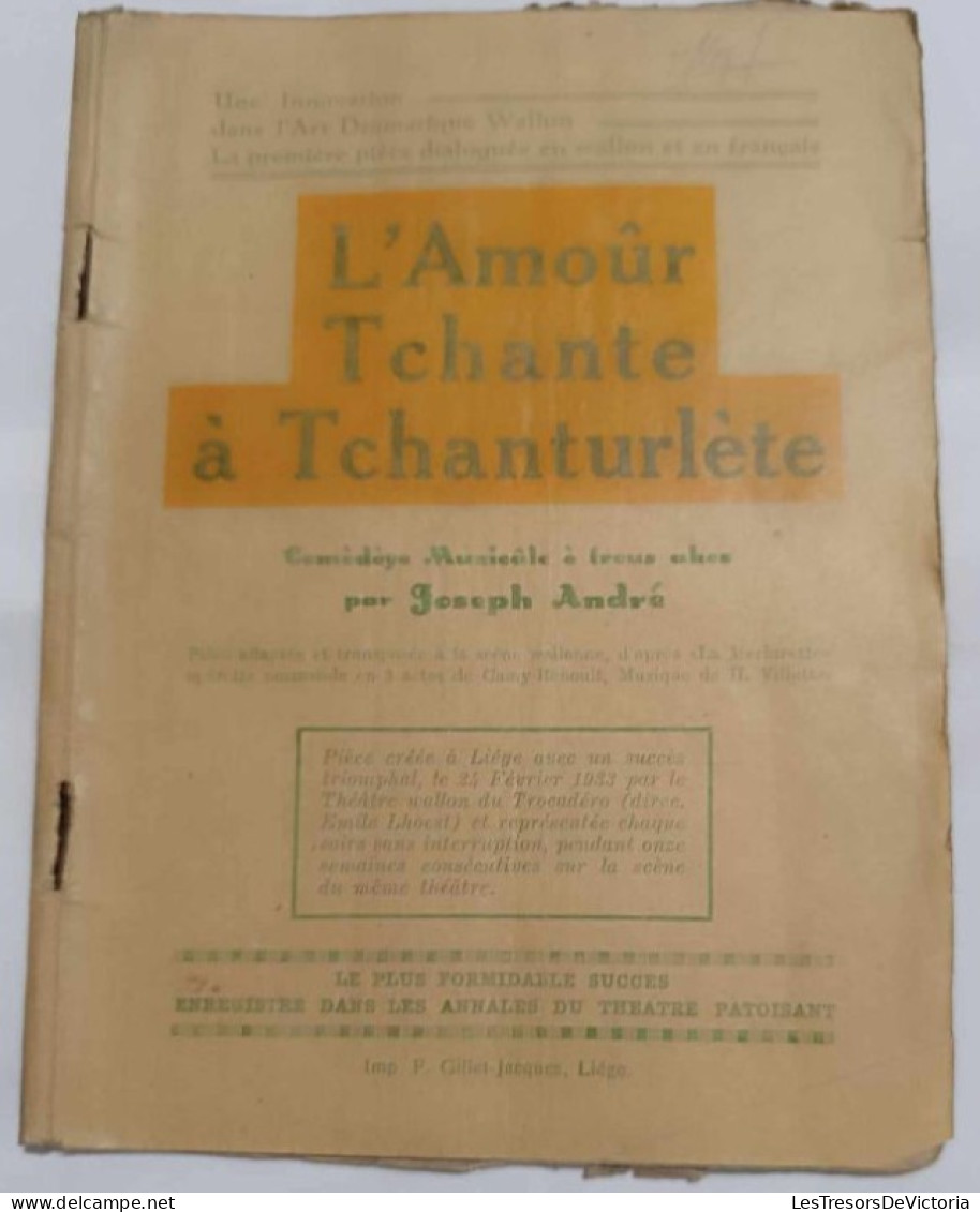 Livre - L'amour Tchante à Tchanturlète - Comédèye Muzicâle è Treus Ahes Par Joseph André - Altri & Non Classificati