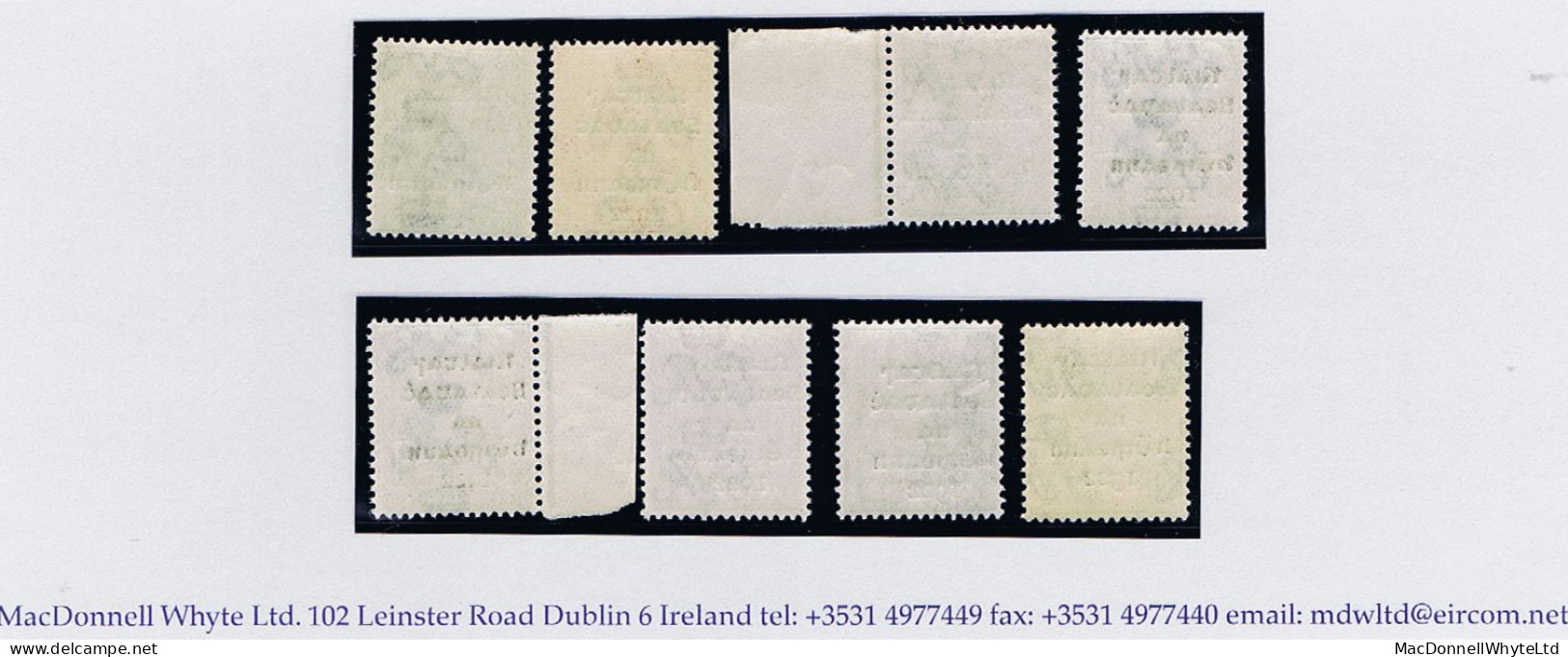 Ireland 1922 Dollard Rialtas 5-line Overprint In Black, ½d To 10d, Set Of 8 Fine Mint Unmounted Never Hinged - Ungebraucht