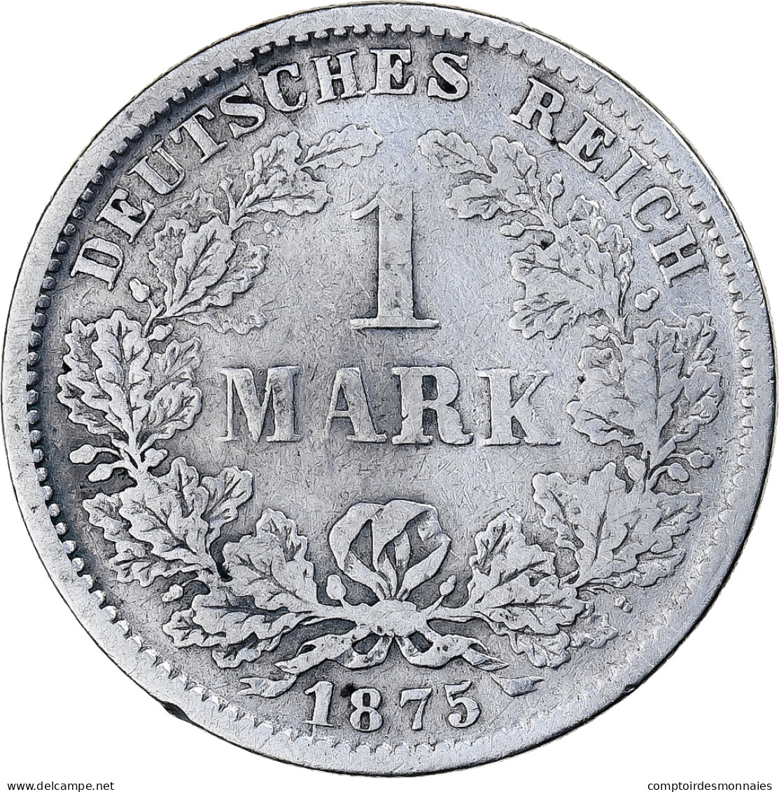 Monnaie, GERMANY - EMPIRE, Wilhelm I, Mark, 1875, Stuttgart, TB, Argent, KM:7 - 1 Mark